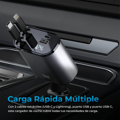 4Car PowerStation 4-en-1: Cargador Retráctil 100W Ultra Rápido