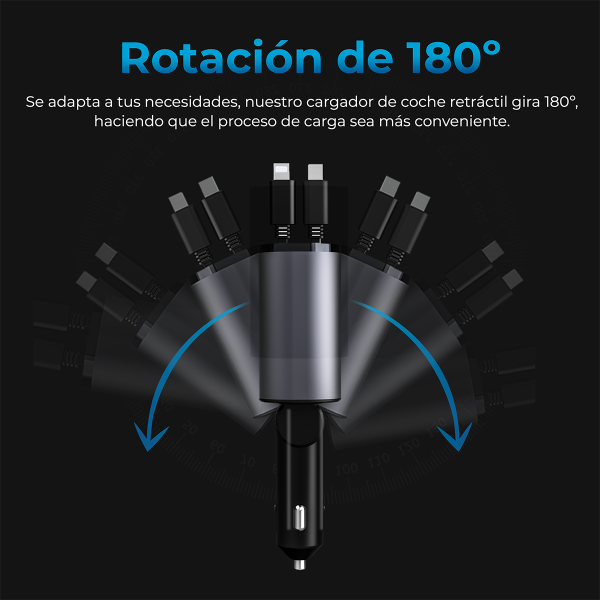 4Car PowerStation 4-en-1: Cargador Retráctil 100W Ultra Rápido