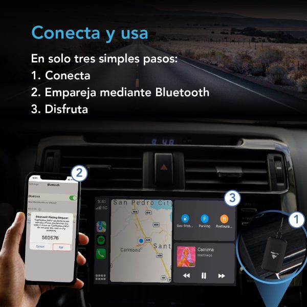 4Car SmartBox Lite 2.0: CarPlay & Android Auto Inalámbrico + Streaming